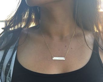 New Mom Necklace, 14K Gold Bar Necklace, Push Present, New Baby Gift, New Mom Jewelry, Gold Kids Initial Necklace, New Mum, Gold Necklace