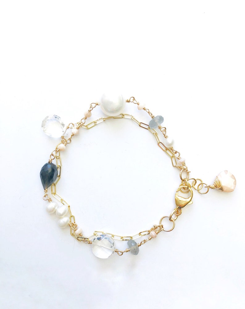 Double Bracelet Gems Bracelet Gold Gold Bracelet Gemstone Bracelet Dainty Gemstone Bracelet Beaded Bracelet Gold Delicate Bracelet