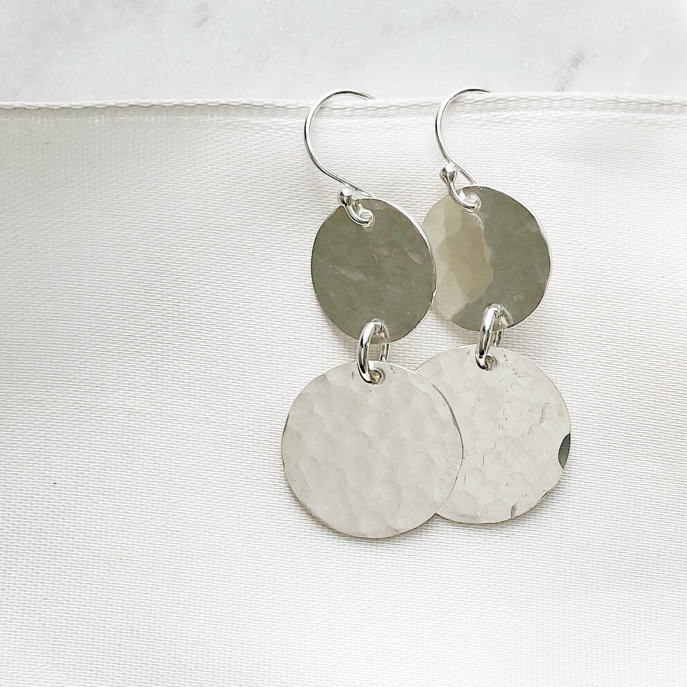 Everyday Earrings in Gold or Silver Hammered Metal Earrings Etsy