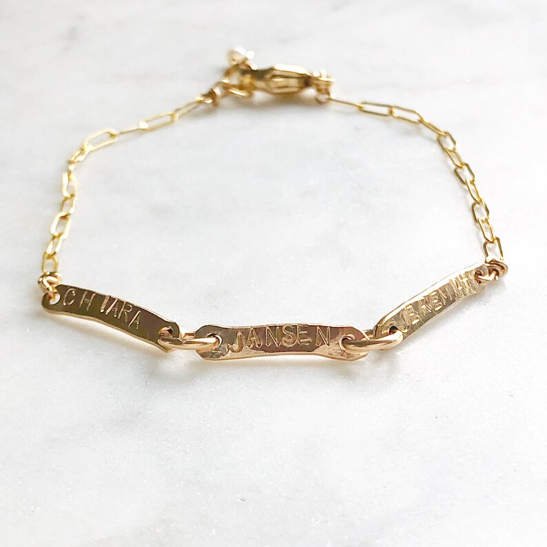 Children's Name Bracelet in Gold or Silver Organic Name Etsy