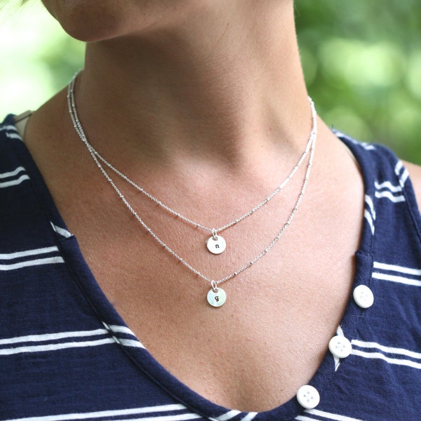 Initial Necklace, Layering Necklace, Layered Necklace, Double Necklace, single initial necklace, delicate initial necklace, silver initial