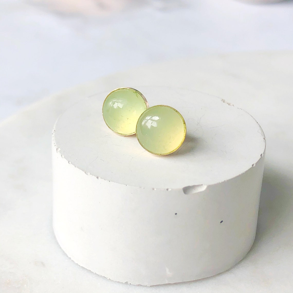 Chalcedony Stud Earrings Gemstone Stud Earrings Fine Etsy