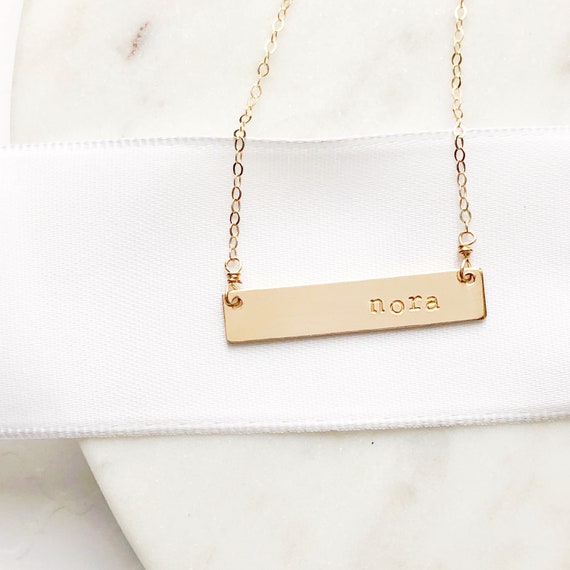 14k Gold Initial Bar Necklace 14k Gold Initial Bar Necklace