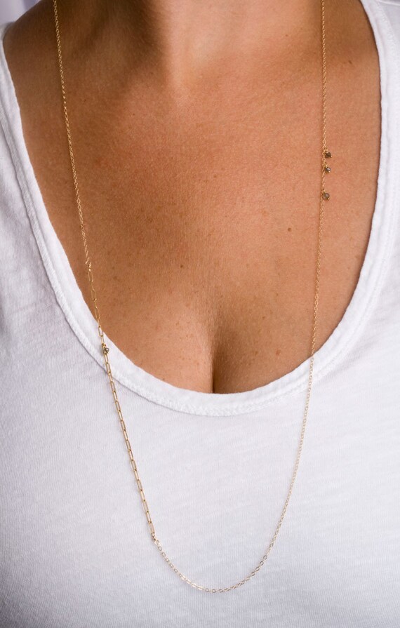 Delicate Necklace Long Necklace Long Beaded Necklace Long Etsy