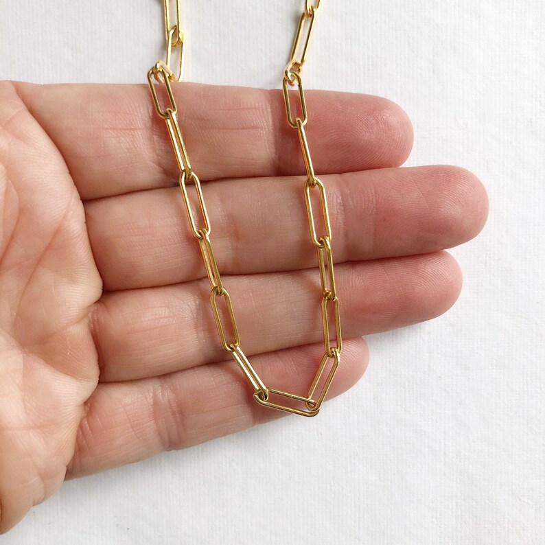 Gold Paperclip Chain Necklace Everyday Gold Chain New Trend Etsy
