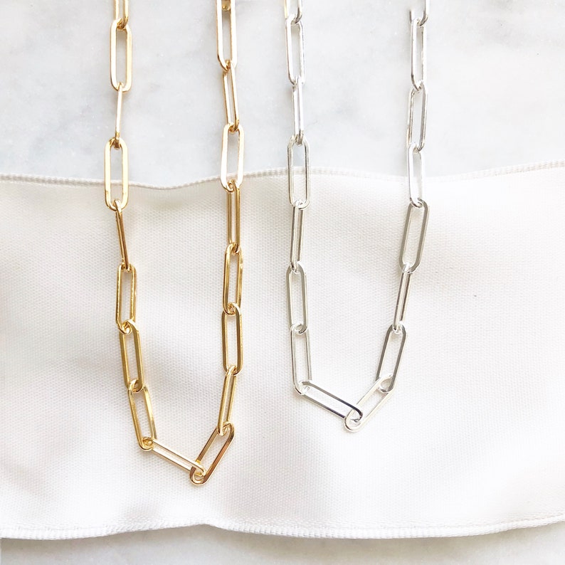 Gold Paperclip Chain Necklace Everyday Gold Chain New Trend Etsy