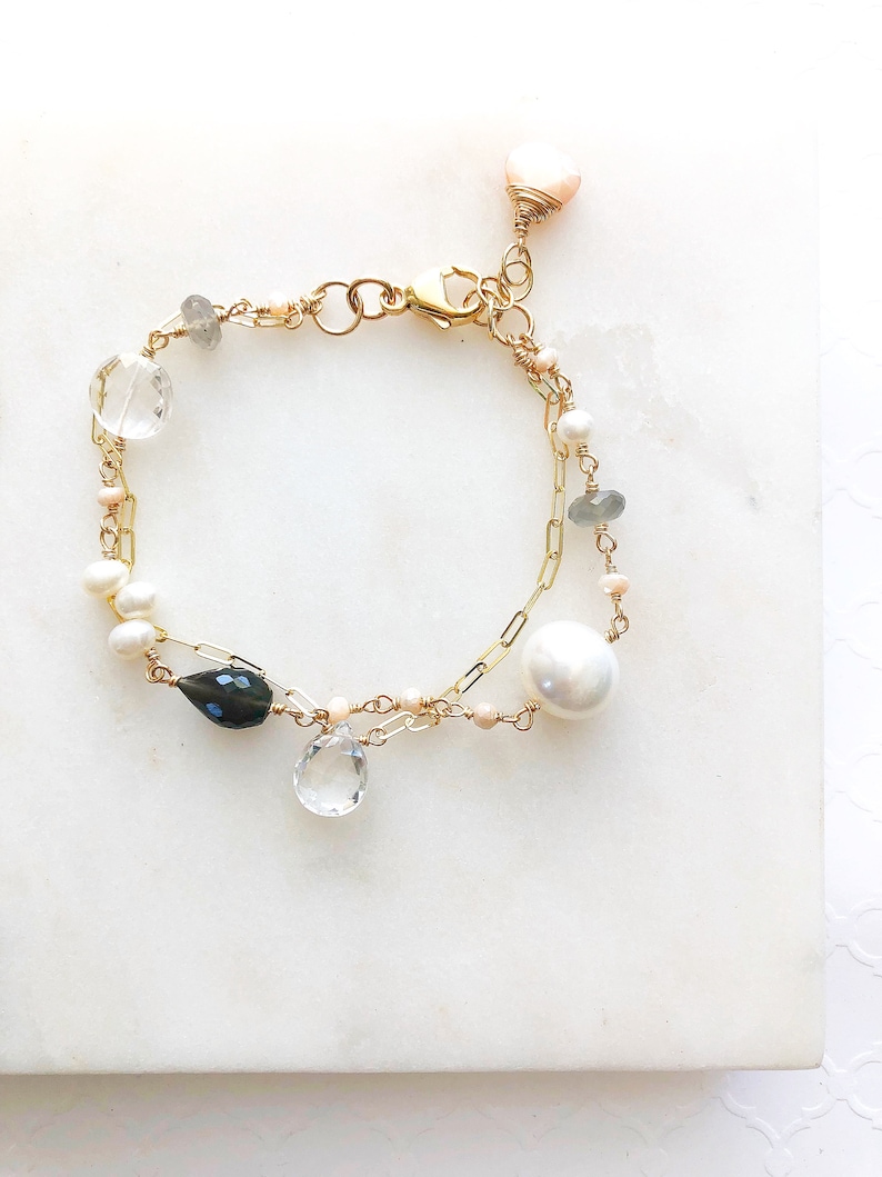 Double Bracelet Gems Bracelet Gold Gold Bracelet Gemstone Bracelet Dainty Gemstone Bracelet Beaded Bracelet Gold Delicate Bracelet