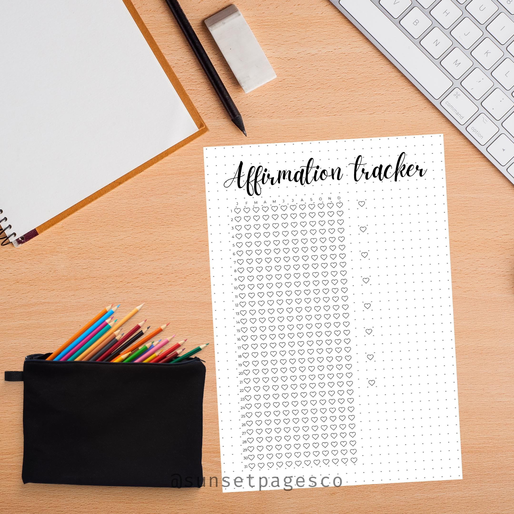 Bullet Journal - Affirmation Tracker - Printable Journal - Daily ...