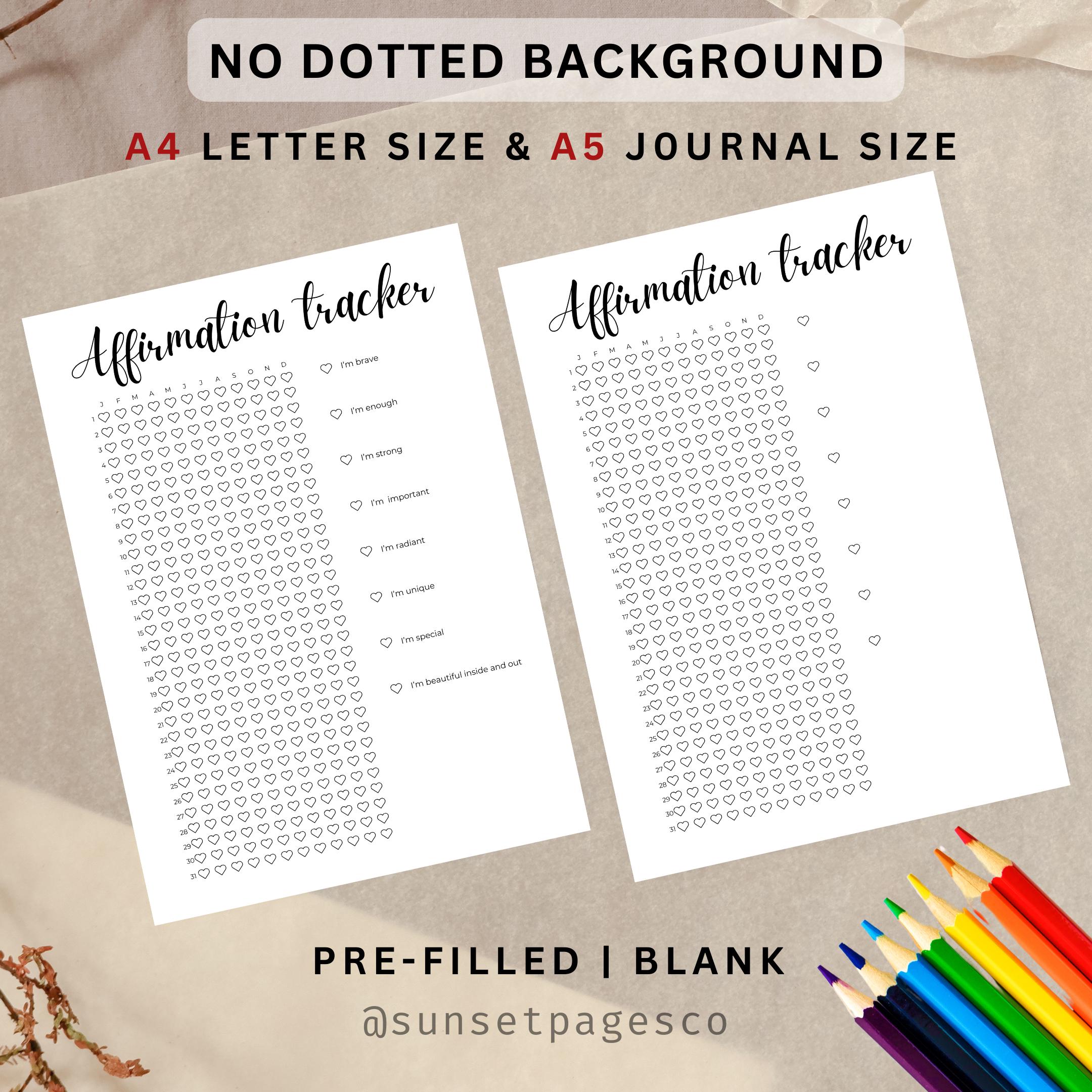 Bullet Journal - Affirmation Tracker - Printable Journal - Daily ...