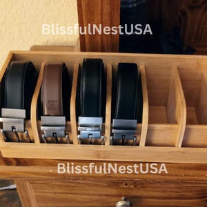 6 Grid Bamboo Belt Organizer | Belt Storage Organizer | Belt Rack | Mens Belt Rack | Gift For Him | Closet Organizer | Fathers Day Gift