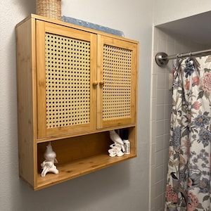 Wooden Bathroom Cabinet With 2 Doors | Wall Mounted Cabinet | Wooden Medicine Cabinet | Solid Wood Cabinet | Bathroom Storage