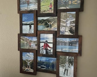 Rustic Wood Picture Collage Frame | 12 Photo Family Gallery