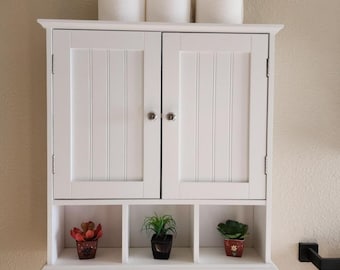 Wooden Wall Mounted Medicine Cabinet: Farmhouse Bathroom Storage