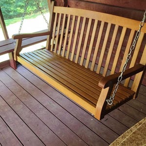 Hanging Wood Porch Swing Bench | Porch Swing | Outdoor Swing | Tree Swing | Handmade Swing | Outdoor Furniture