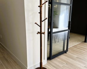 Solid Wood Coat Rack: Tree Design with Rotating Hooks