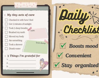 tägliche Self-Care Checkliste, ADHS, Wellness Journal Bundle (druckbarer Planer)