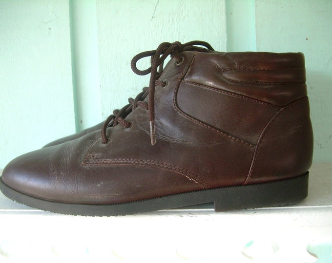 VINTAGE WOMEN'S LACE UP BROWN LEATHER ANKLE BOOTS SIZE 7M Etsy