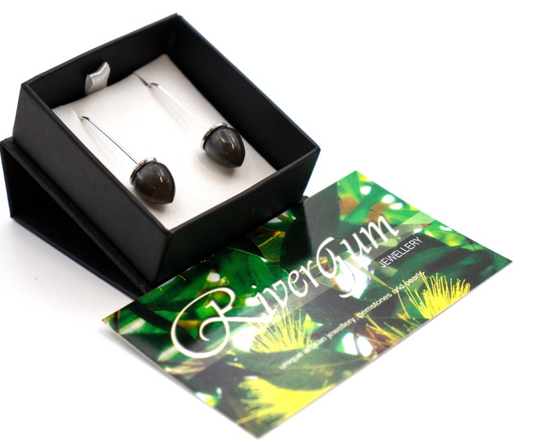 Blossom Drop Earrings Handmade by RiverGum Jewellery Grey Moonstone Earrings