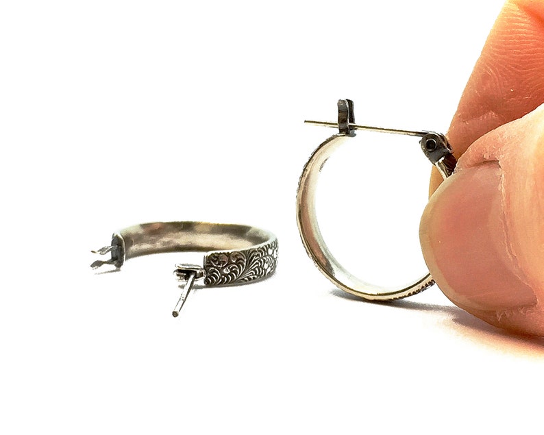 Sterling Silver Hoop Earrings Small Hoop Earrings Latch Back Etsy