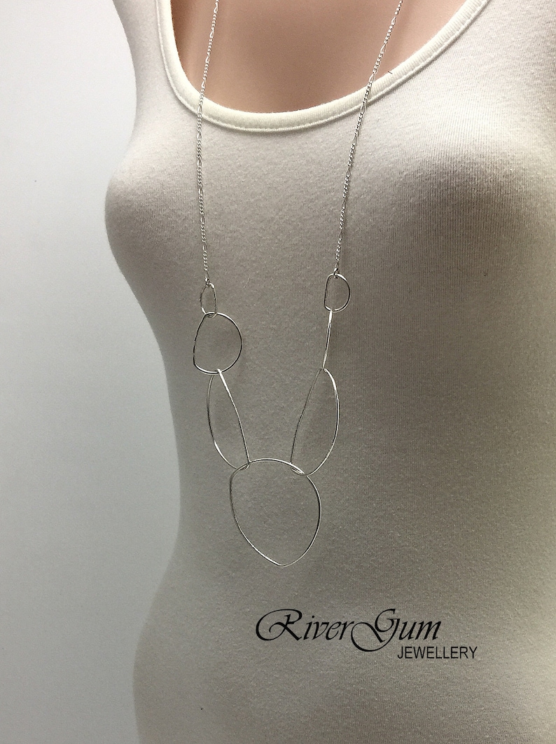 Long Silver Chain Simple Silver Chain Long Necklace Metalwork by RiverGum Jewellery Silver Organic Hoop Chain Long Layering Chain