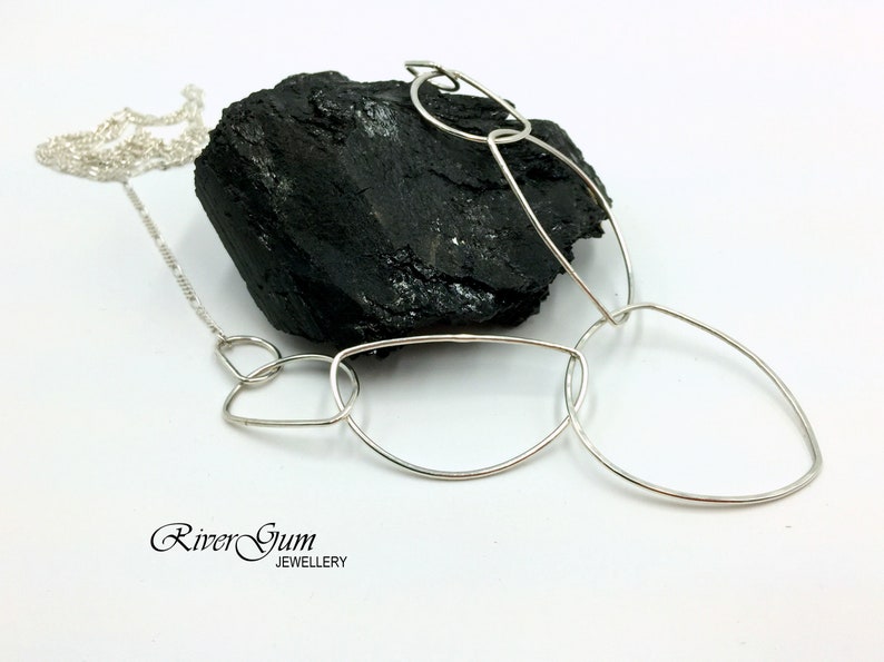 Long Silver Chain Simple Silver Chain Long Necklace Metalwork by RiverGum Jewellery Silver Organic Hoop Chain Long Layering Chain