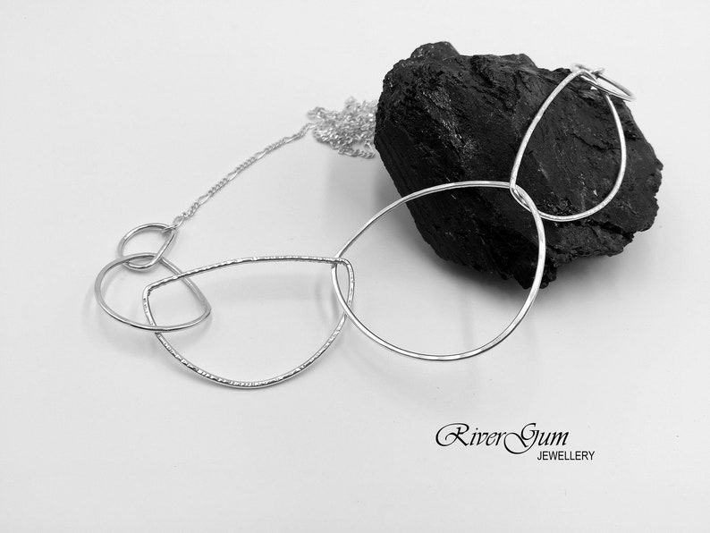 Long Silver Chain Simple Silver Chain Long Necklace Metalwork by RiverGum Jewellery Silver Organic Hoop Chain Long Layering Chain