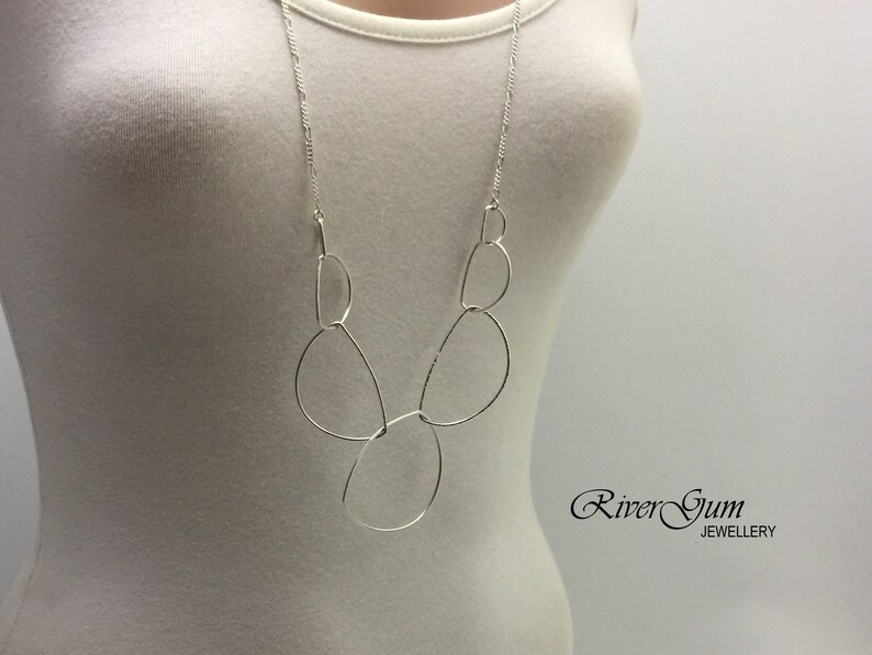 Long Silver Chain Simple Silver Chain Long Necklace Metalwork by RiverGum Jewellery Silver Organic Hoop Chain Long Layering Chain