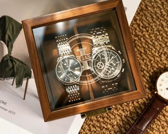 Personalized Handmade Wooden Watch Box with Double-Slot, Watch Display Case, Watch Storage Organizer - Teakwood, Fathers Day Gift, Mans Gift