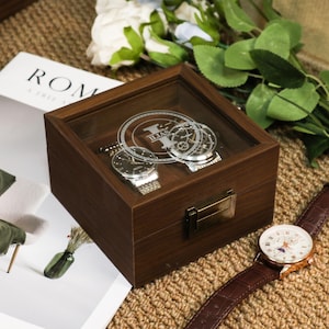 Caja de reloj de madera personalizada hecha a mano con una sola ranura, vitrina para relojes, organizador de almacenamiento de relojes - Madera de teca, regalo para el Día del Padre, regalo para hombre