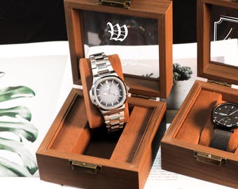 Personalized Handmade Wooden Watch Box with Single-Slot, Watch Display Case, Watch Storage Organizer - Teakwood, Fathers Day Gift
