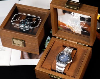 Personalized Handmade Wooden Watch Box with Single-Slot, Watch Display Case, Watch Storage Organizer - Teakwood, Fathers Day Gift