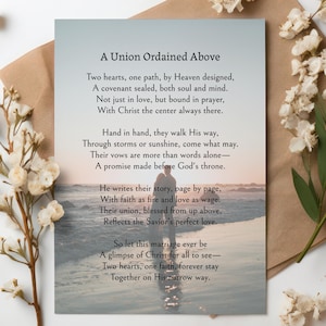 Christian Wedding  and anniversary Poem Wish, DIGITAL DOWNLOAD, Wedding Presents, Wedding Poem for Christian Couple | Marriage Printable