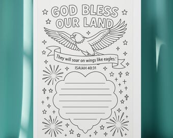 4 juillet, pages à colorier chrétiennes pour enfants – 12 versets de la Bible patriotiques | Activité pour les enfants sur la fête de l'indépendance, téléchargement numérique