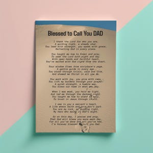 Blessed to call you Dad Christian  Father&#39;s Day Christian Poem | Gift for Dad  | Printable Instant Download