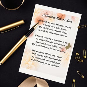 Poema cristiano para el Día de la Madre / Regalo para mamá / Descarga instantánea imprimible