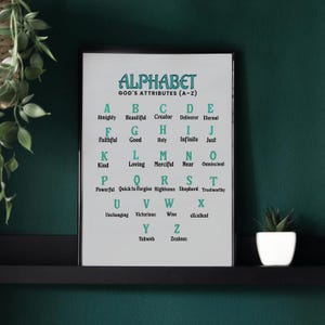 Christliches Alphabet und Zahlen Poster, Spielzimmer Digitaldrucke, Homeschool Dekor, Sonntagsschuldekor, Vorschulbildung zum Ausdrucken