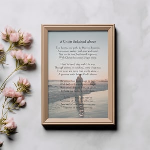 Christelijke huwelijks- en jubileumgedichtenwens, digitale DOWNLOAD, huwelijkscadeaus, huwelijksgedicht voor christelijk paar | Afdrukbaar huwelijk