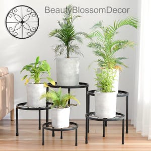 Set Of 5 Black Metal Plant Stand | Planter Stand | Unique Plant Stand | Modern Plant Stand | Housewarming Gift | Multi Plant Stand
