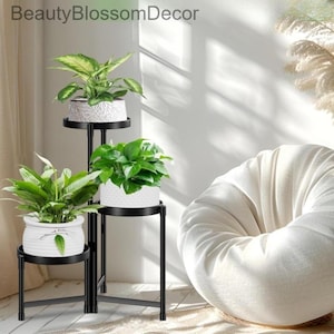 Black Metal 3 Potted Plant Stand | Indoor Plant Stand | Outdoor Plant Stand | Housewarming Gift | Planter Stand | Unique Plant Stand