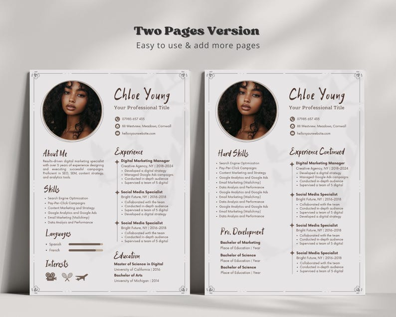 Aesthetic Resume Professional, Professional CV Template Canva, Resume with Cover Letter, Modern Cv Resume with Photo, Instant Download image 3