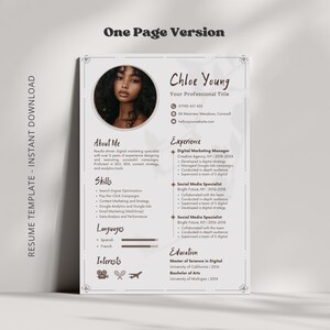 Aesthetic Resume Professional, Professional CV Template Canva, Resume with Cover Letter, Modern Cv Resume with Photo, Instant Download image 2