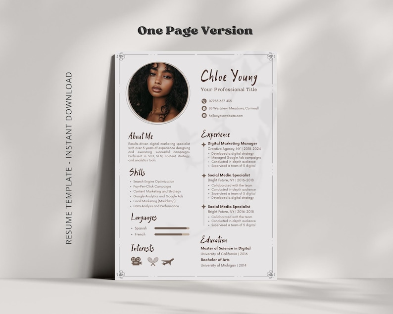 Aesthetic Resume Professional, Professional CV Template Canva, Resume with Cover Letter, Modern Cv Resume with Photo, Instant Download image 2