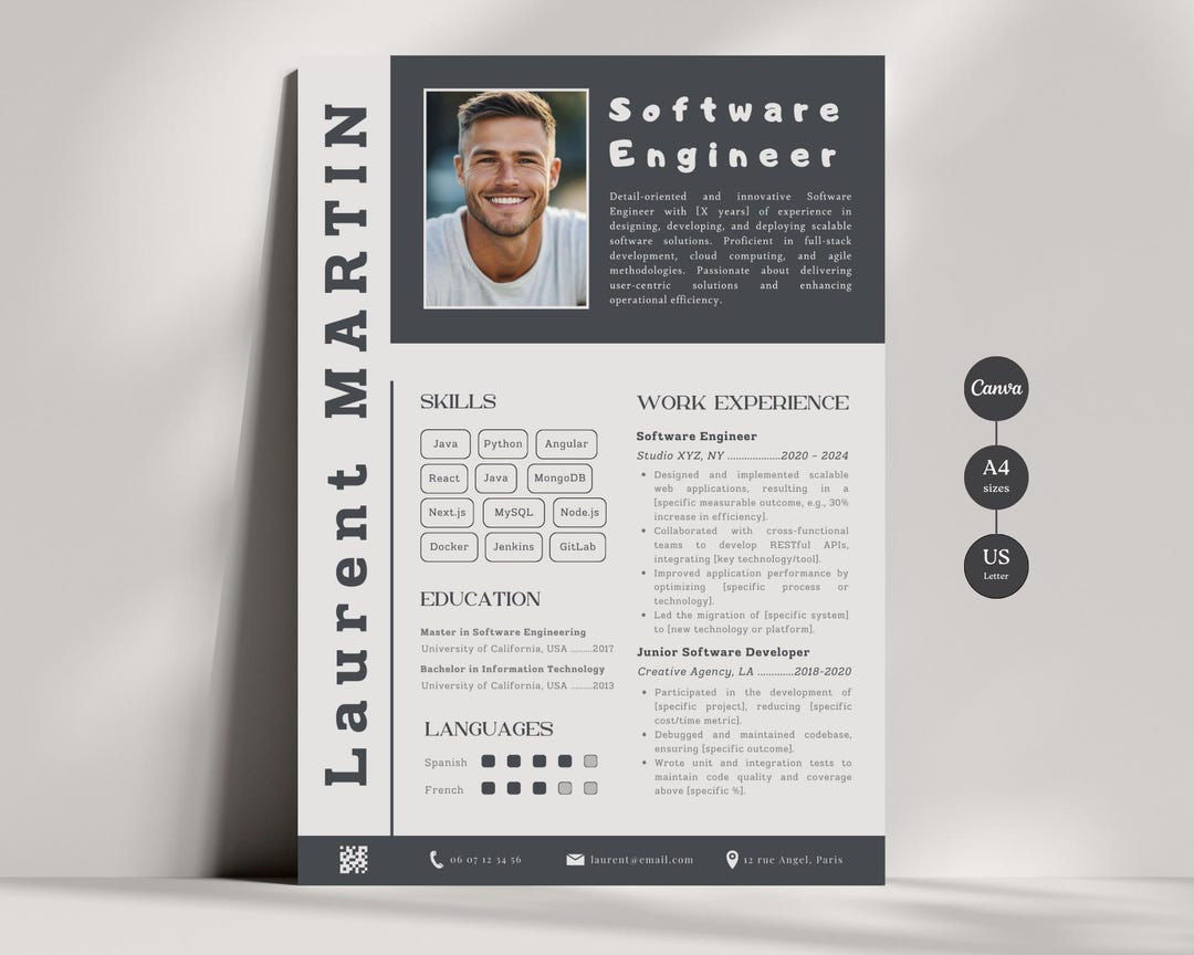 Software Engineer Resume, Cv With Cover Letter, Professional Resume ...