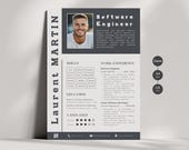 Software Engineer Resume, Cv with Cover Letter, Professional Resume with Photo, Cv Template, Instant Download, Template Canva, soft Resume