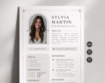 Aesthetic Resume Professional, Professional CV Template Canva, Resume with Cover Letter & References, Cv Resume with Photo, Instant Download