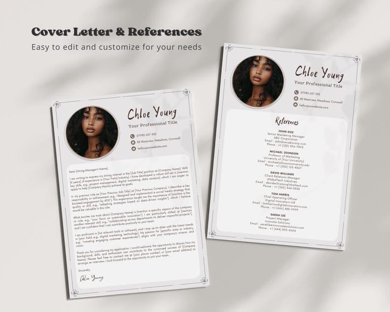 Aesthetic Resume Professional, Professional CV Template Canva, Resume with Cover Letter, Modern Cv Resume with Photo, Instant Download image 4