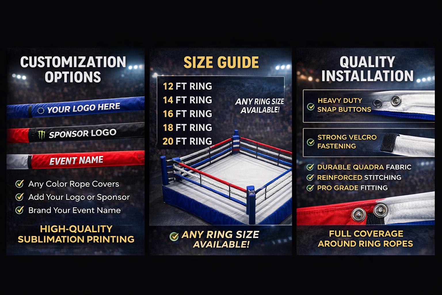Title Boxing Ropes Custom Custom Boxing Ring Rope Covers | Wrestling & MMA | Logo Branding | Gym ...