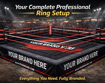 Kit completo de marcaje de ring: lona, cubiertas de cuerda, faldón y protectores de esquinas para lucha libre, boxeo y MMA.