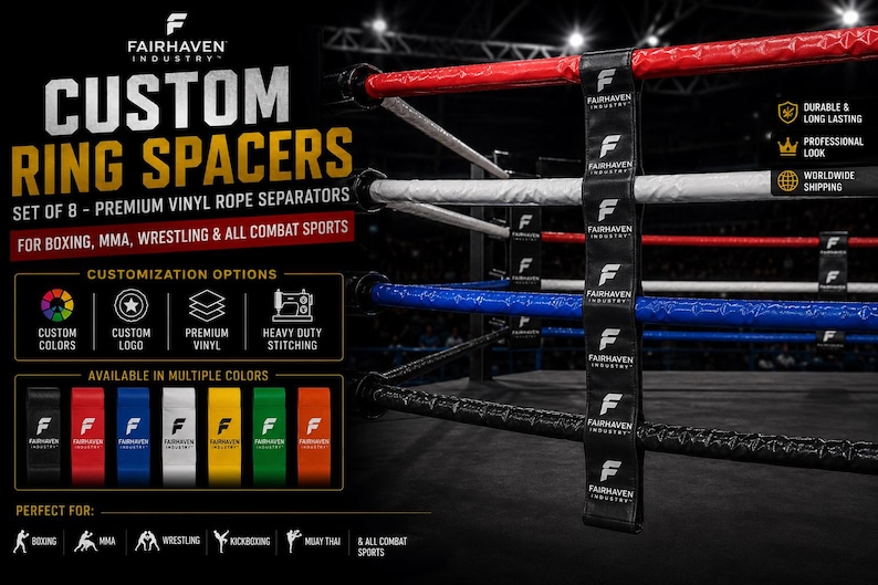 Title Boxing Ropes Custom Custom Vinyl Ring Spacers – Set of 8 Rope Separators for Boxing, MMA ...