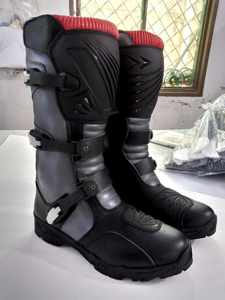 アドベンチャーバイクブーツ：合成皮革オフロードバイカーシューズ